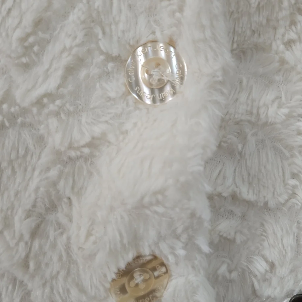 Calvin Klein Jeans White Pea Coat Plush Faux Fur